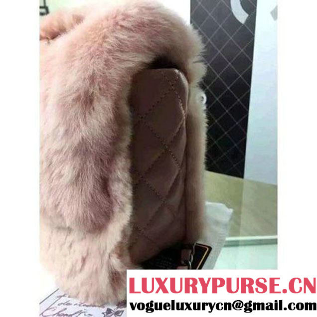Chanel Orylag Fur And Lambskin Flap Bag in Pink Pre F/W 2015 (1a099-6011345 )
