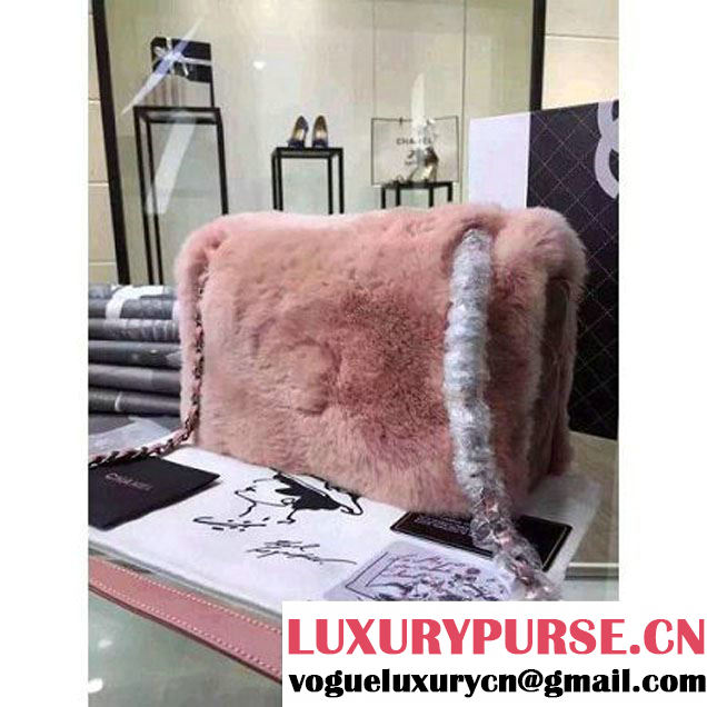 Chanel Orylag Fur And Lambskin Flap Bag in Pink Pre F/W 2015 (1a099-6011345 )
