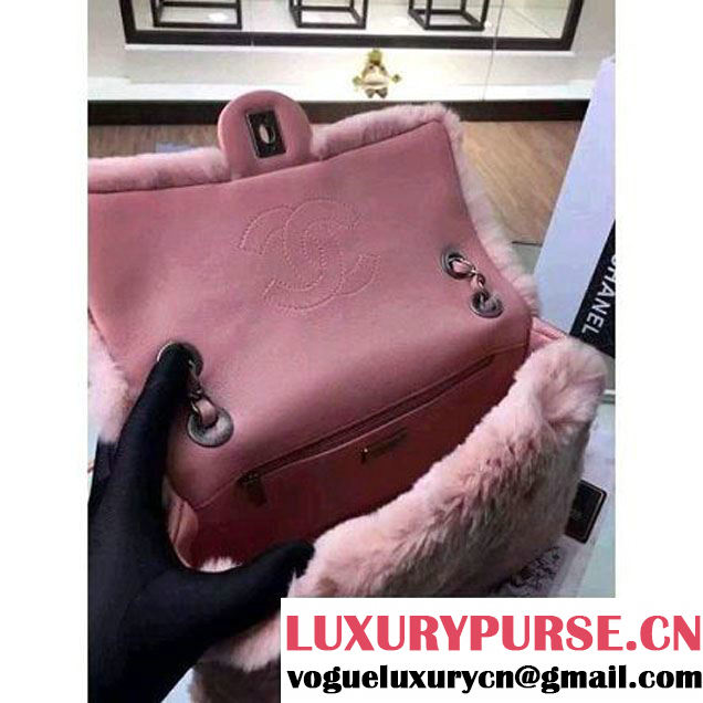 Chanel Orylag Fur And Lambskin Flap Bag in Pink Pre F/W 2015 (1a099-6011345 )