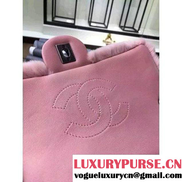 Chanel Orylag Fur And Lambskin Flap Bag in Pink Pre F/W 2015 (1a099-6011345 )