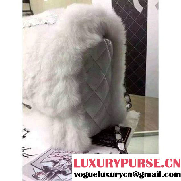 Chanel Orylag Fur And Lambskin Flap Bag in White Pre F/W 2015 (1a099-6011346 )