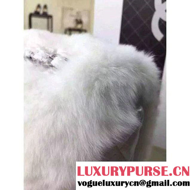 Chanel Orylag Fur And Lambskin Flap Bag in White Pre F/W 2015 (1a099-6011346 )