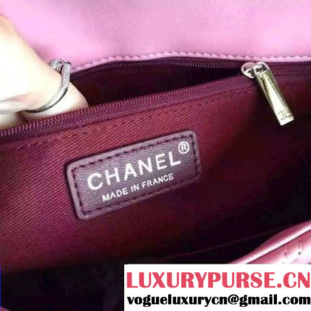 Chanel Lambskin Double Stitching Chevron Flap Bag Pink F/W 2015 (1A145-6022601 )