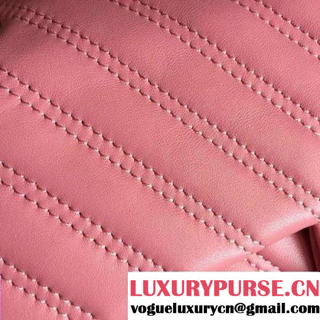 Chanel Lambskin Double Stitching Chevron Flap Bag Pink F/W 2015 (1A145-6022601 )