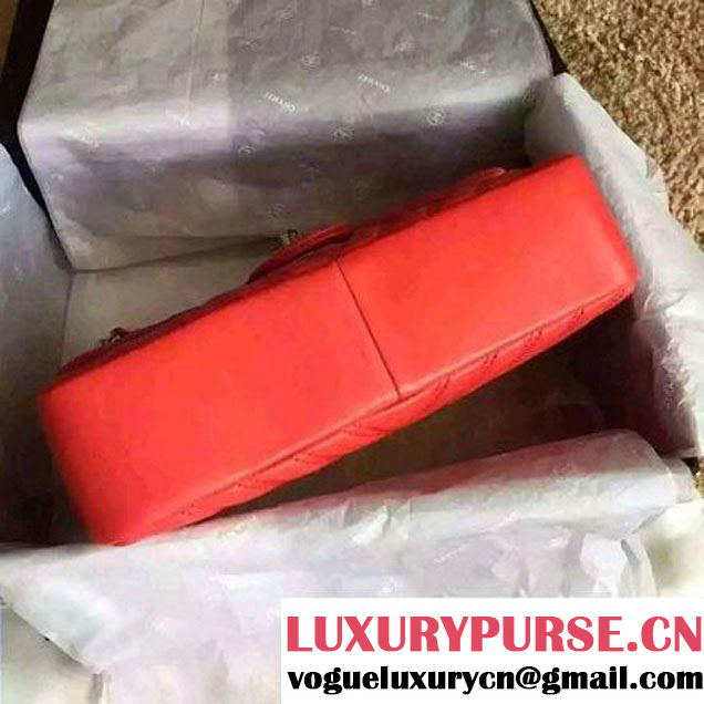 Chanel Lambskin Double Stitching Chevron Flap Bag Red F/W 2015 (1A145-6022603 )