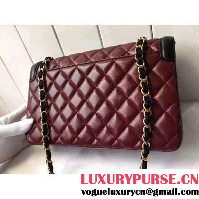 Chanel Medium Two-tone Lambskin Calfskin Flap Bag Red/Black Cruise 2016 (FTH-6031418 )