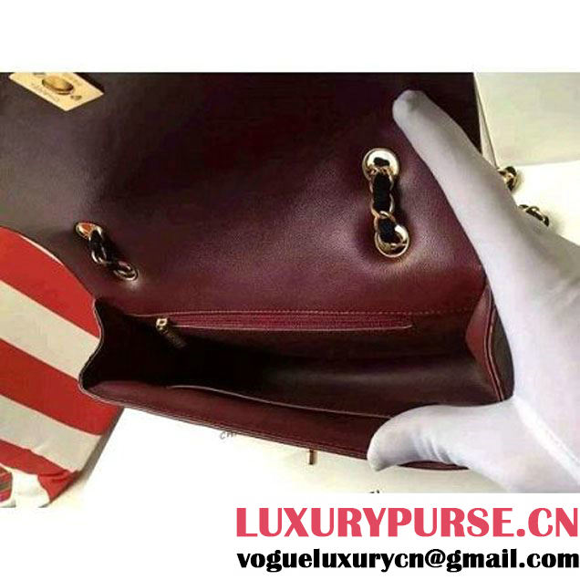 Chanel Medium Two-tone Lambskin Calfskin Flap Bag Red/Black Cruise 2016 (FTH-6031418 )
