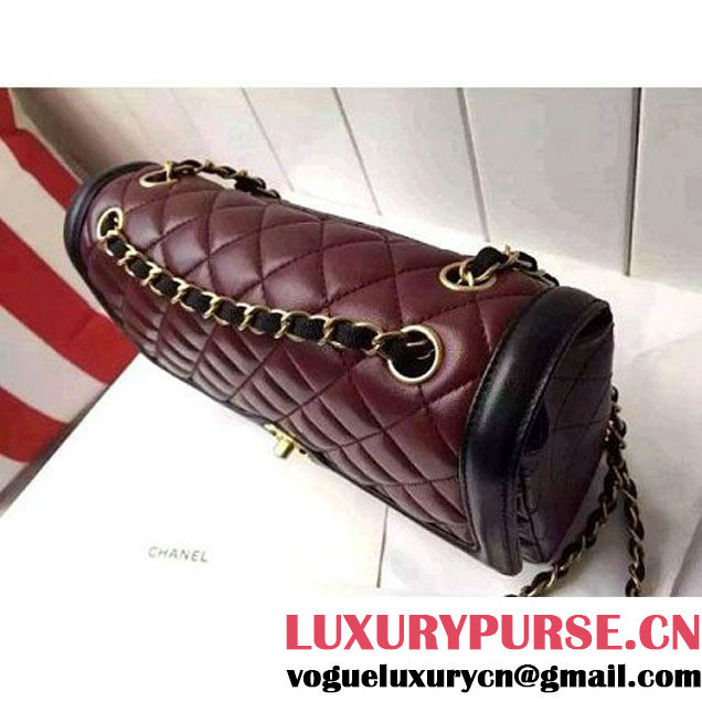Chanel Medium Two-tone Lambskin Calfskin Flap Bag Red/Black Cruise 2016 (FTH-6031418 )