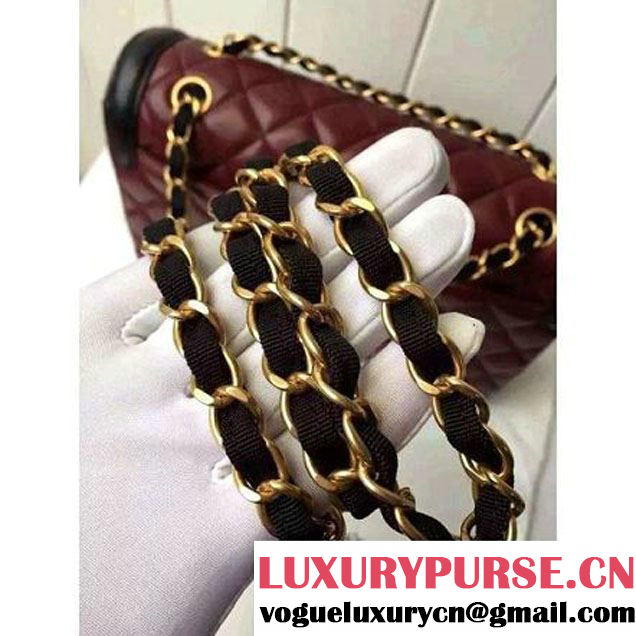Chanel Medium Two-tone Lambskin Calfskin Flap Bag Red/Black Cruise 2016 (FTH-6031418 )