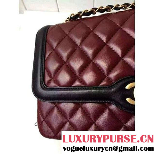 Chanel Medium Two-tone Lambskin Calfskin Flap Bag Red/Black Cruise 2016 (FTH-6031418 )