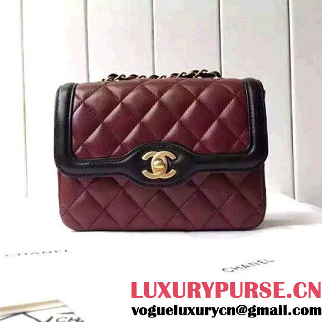 Chanel Small Two-tone Lambskin Calfskin Flap Bag Red/Black Cruise 2016 (FTH-6031419 )