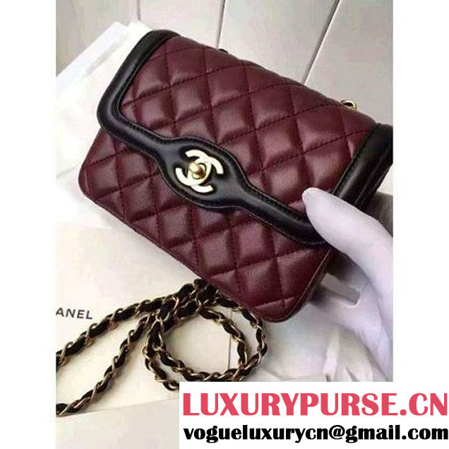 Chanel Small Two-tone Lambskin Calfskin Flap Bag Red/Black Cruise 2016 (FTH-6031419 )