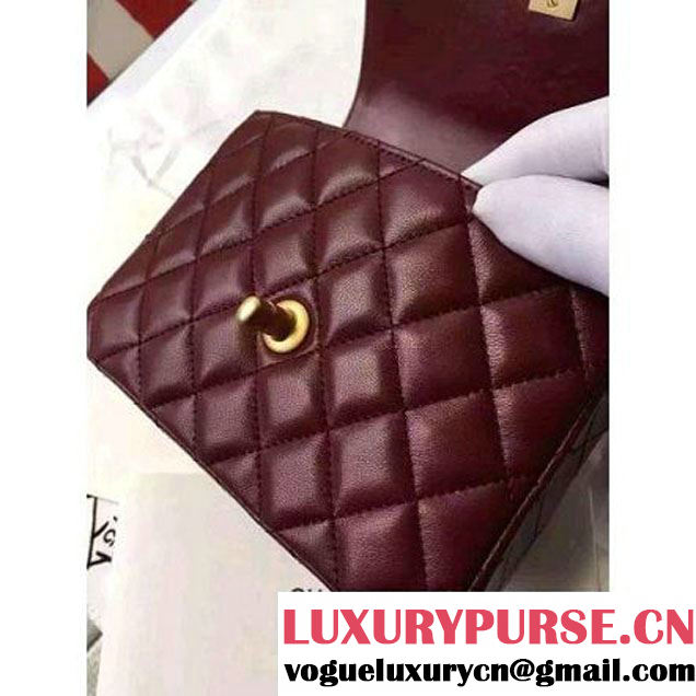 Chanel Small Two-tone Lambskin Calfskin Flap Bag Red/Black Cruise 2016 (FTH-6031419 )
