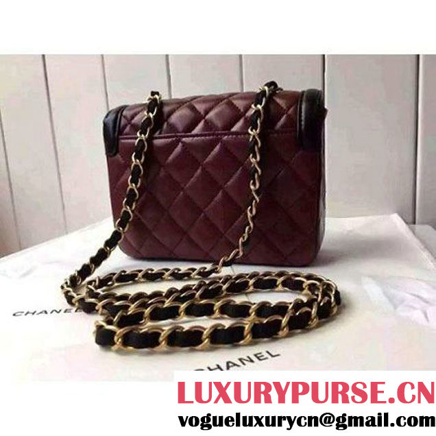 Chanel Small Two-tone Lambskin Calfskin Flap Bag Red/Black Cruise 2016 (FTH-6031419 )