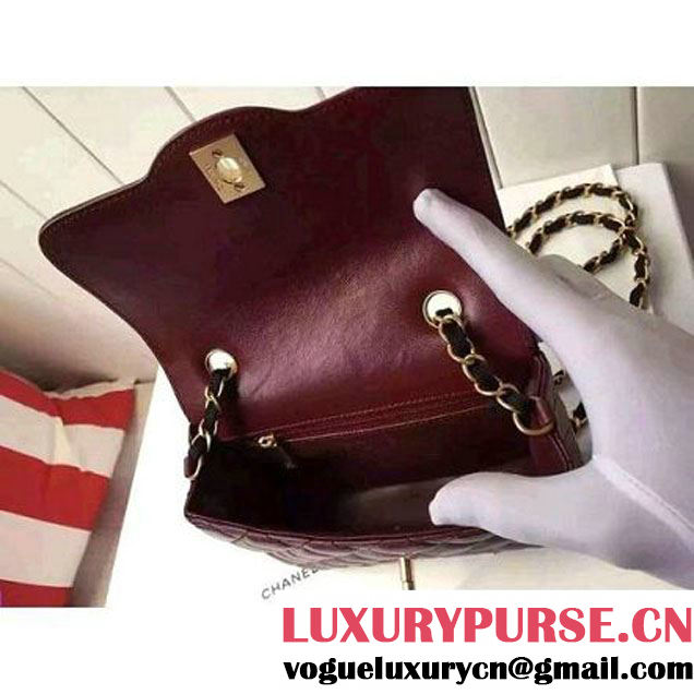 Chanel Small Two-tone Lambskin Calfskin Flap Bag Red/Black Cruise 2016 (FTH-6031419 )