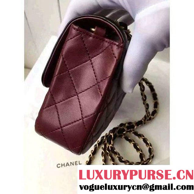 Chanel Small Two-tone Lambskin Calfskin Flap Bag Red/Black Cruise 2016 (FTH-6031419 )