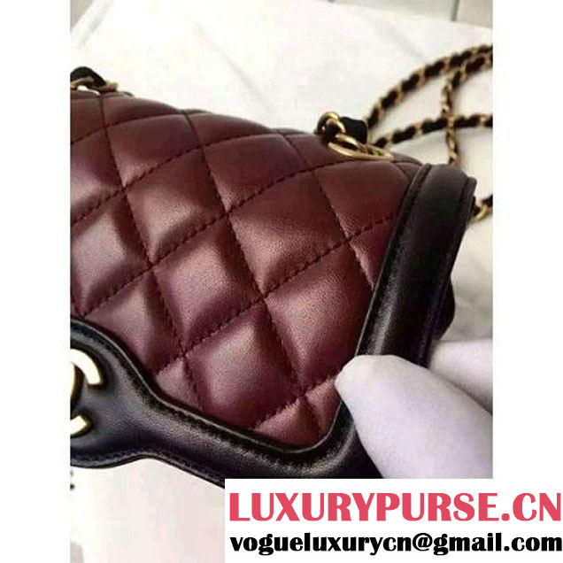 Chanel Small Two-tone Lambskin Calfskin Flap Bag Red/Black Cruise 2016 (FTH-6031419 )