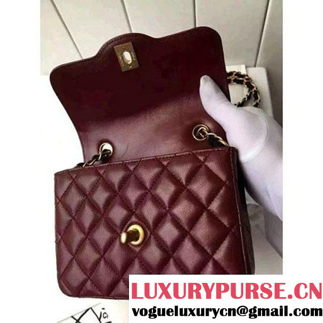 Chanel Small Two-tone Lambskin Calfskin Flap Bag Red/Black Cruise 2016 (FTH-6031419 )