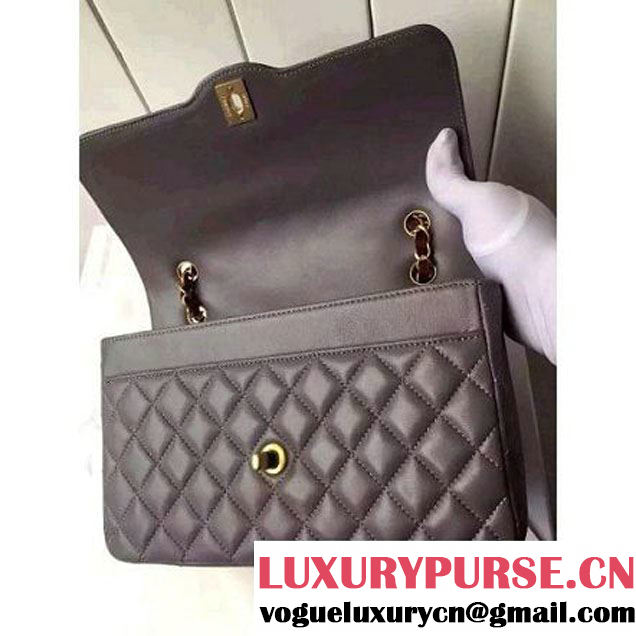 Chanel Medium Two-tone Lambskin Calfskin Flap Bag Grey/Red Cruise 2016 (FTH-6031420 )