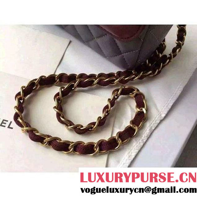 Chanel Medium Two-tone Lambskin Calfskin Flap Bag Grey/Red Cruise 2016 (FTH-6031420 )