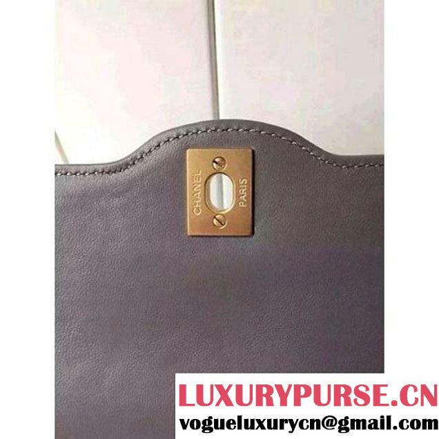 Chanel Medium Two-tone Lambskin Calfskin Flap Bag Grey/Red Cruise 2016 (FTH-6031420 )