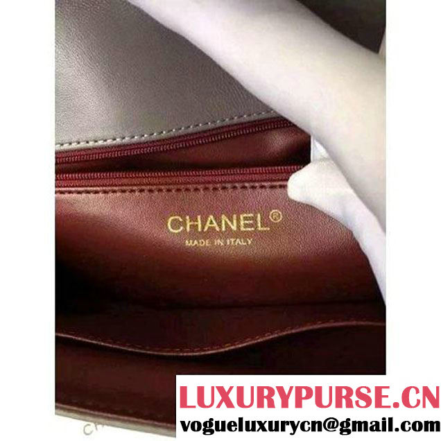 Chanel Medium Two-tone Lambskin Calfskin Flap Bag Grey/Red Cruise 2016 (FTH-6031420 )