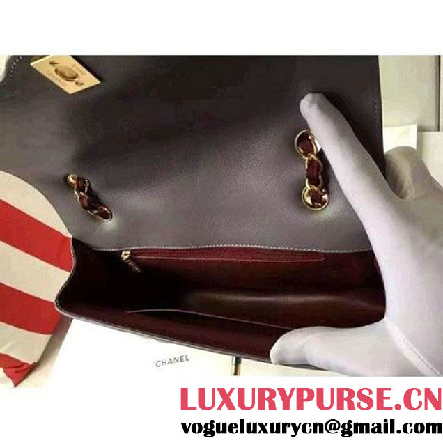 Chanel Medium Two-tone Lambskin Calfskin Flap Bag Grey/Red Cruise 2016 (FTH-6031420 )