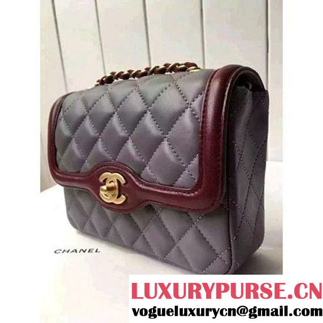 Chanel Small Two-tone Lambskin Calfskin Flap Bag Grey/Red Cruise 2016 (FTH-6031421 )