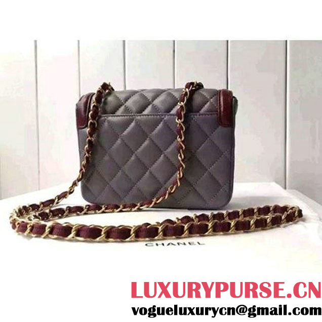 Chanel Small Two-tone Lambskin Calfskin Flap Bag Grey/Red Cruise 2016 (FTH-6031421 )