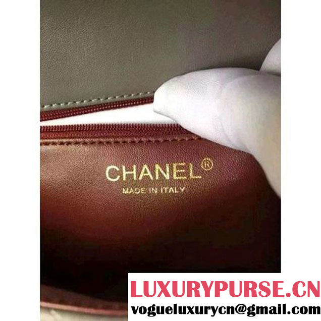 Chanel Small Two-tone Lambskin Calfskin Flap Bag Grey/Red Cruise 2016 (FTH-6031421 )