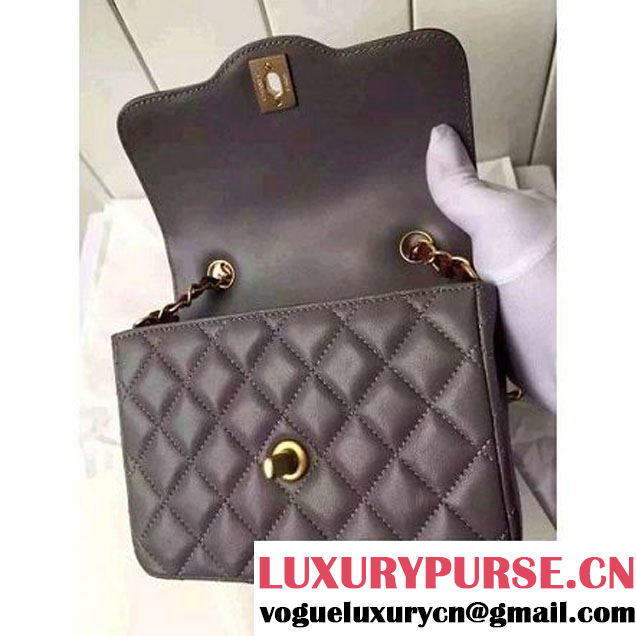 Chanel Small Two-tone Lambskin Calfskin Flap Bag Grey/Red Cruise 2016 (FTH-6031421 )