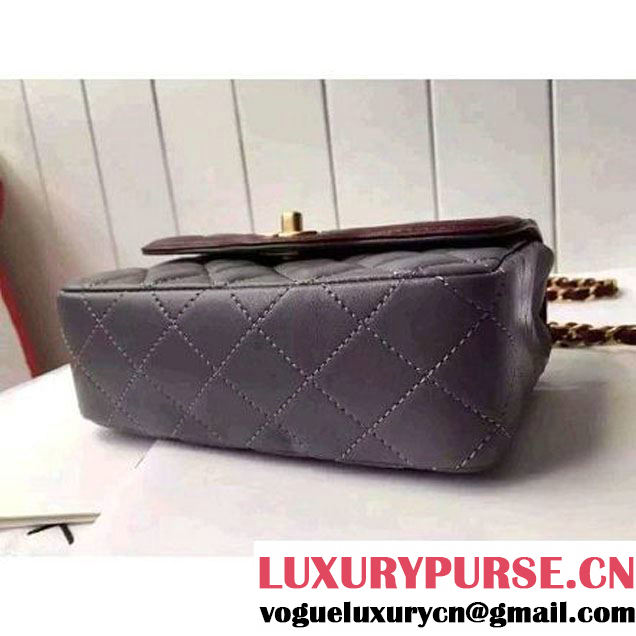 Chanel Small Two-tone Lambskin Calfskin Flap Bag Grey/Red Cruise 2016 (FTH-6031421 )