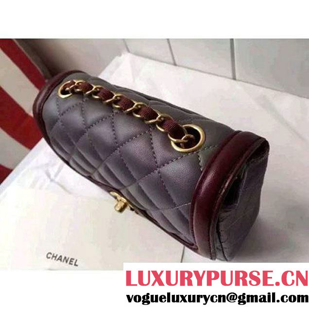 Chanel Small Two-tone Lambskin Calfskin Flap Bag Grey/Red Cruise 2016 (FTH-6031421 )