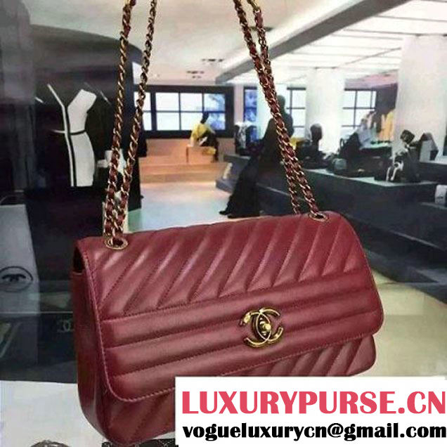 Chanel Goatskin Flap Bag A93229 Burgundy Pre-S/S 2016 (2A058-6040801 )