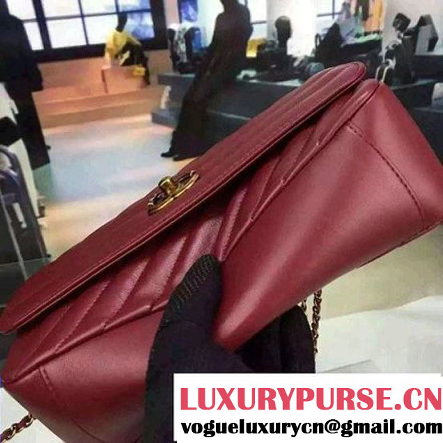 Chanel Goatskin Flap Bag A93229 Burgundy Pre-S/S 2016 (2A058-6040801 )