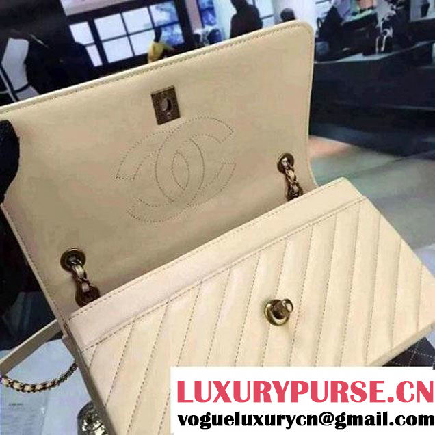 Chanel Goatskin Flap Bag A93229 Burgundy Beige Pre-S/S 2016 (2A058-6040802 )