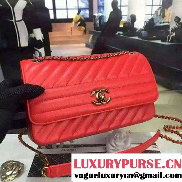 Chanel Goatskin Flap Bag A93229 Red Pre-S/S 2016 (2A058-6040804 )