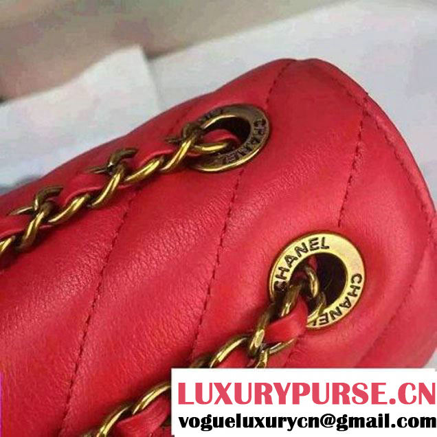 Chanel Goatskin Flap Bag A93229 Red Pre-S/S 2016 (2A058-6040804 )