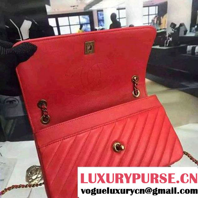 Chanel Goatskin Flap Bag A93229 Red Pre-S/S 2016 (2A058-6040804 )