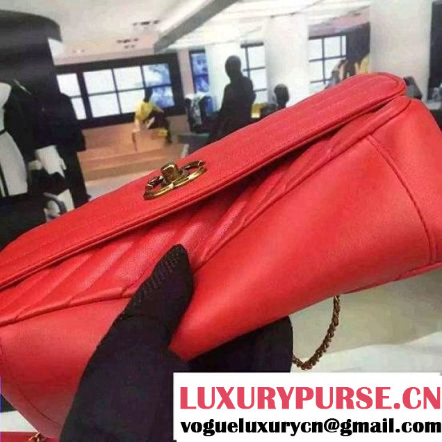 Chanel Goatskin Flap Bag A93229 Red Pre-S/S 2016 (2A058-6040804 )