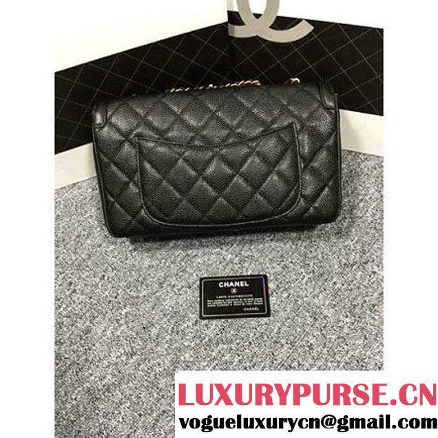 Chanel Grained Calfskin & Calfskin Flap Bag A93340 Black S/S 2016 (2B038-6040809 )