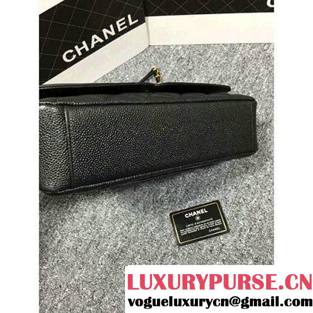 Chanel Grained Calfskin & Calfskin Flap Bag A93340 Black S/S 2016 (2B038-6040809 )