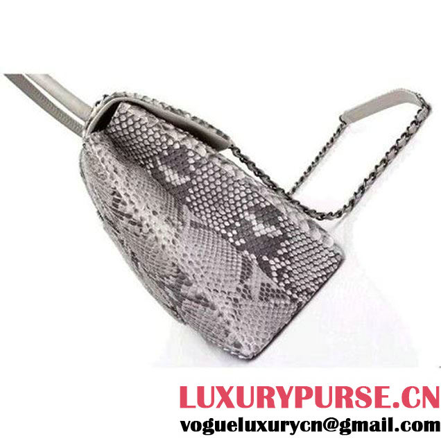 Chanel A93279 Python and Lambskin Flap Bag With Handle Grey/White Pre-SS 2016 (XY-6041232 )