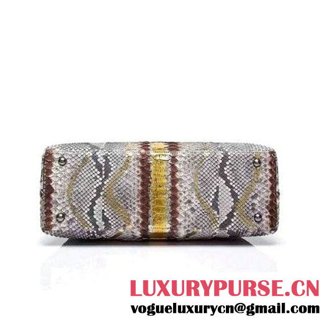 Chanel A93279 Python and Lambskin Flap Bag With Handle Grey/Gold Pre-SS 2016 (XY-6041233 )