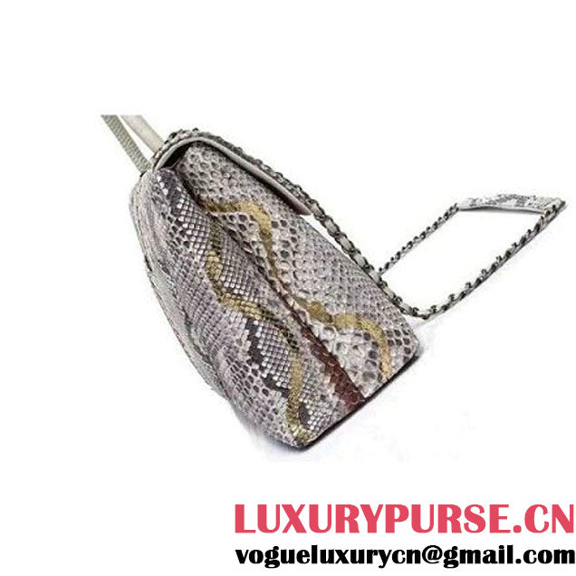 Chanel A93279 Python and Lambskin Flap Bag With Handle Grey/Gold Pre-SS 2016 (XY-6041233 )