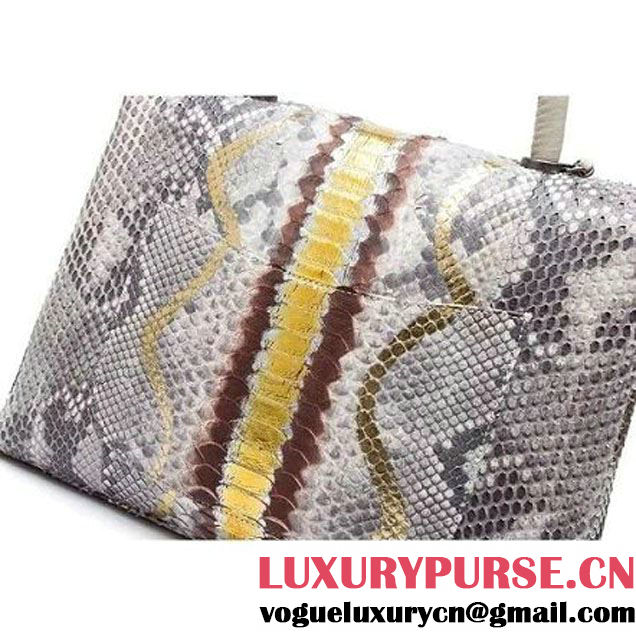 Chanel A93279 Python and Lambskin Flap Bag With Handle Grey/Gold Pre-SS 2016 (XY-6041233 )
