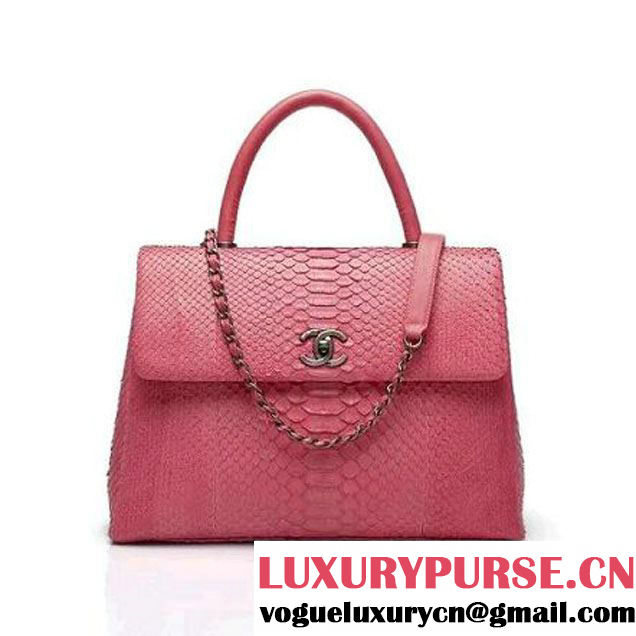 Chanel A93279 Python and Lambskin Flap Bag With Handle Pink Pre-SS 2016 (XY-6041234 )