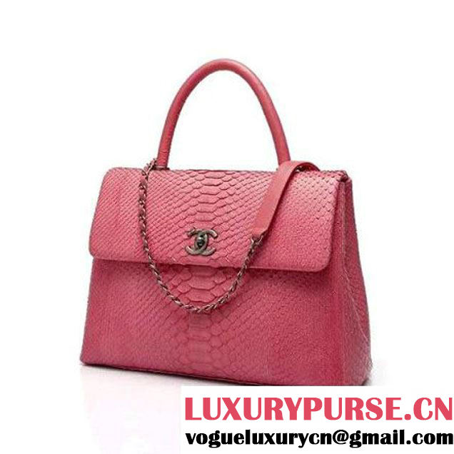 Chanel A93279 Python and Lambskin Flap Bag With Handle Pink Pre-SS 2016 (XY-6041234 )