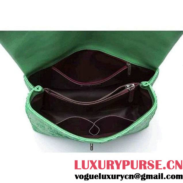 Chanel A93279 Python and Lambskin Flap Bag With Handle Green Pre-SS 2016 (XY-6041235 )