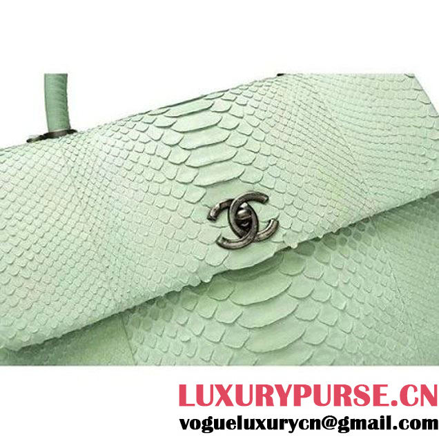Chanel A93279 Python and Lambskin Flap Bag With Handle Light Green Pre-SS 2016 (XY-6041236 )
